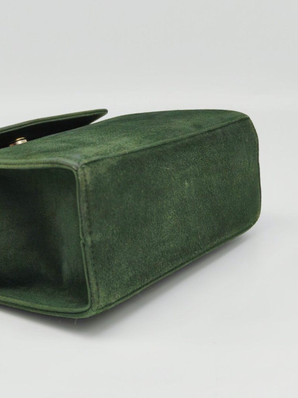 Salvatore Ferragamo Green Suede Crossbody Bag Vara Bow Mini Flap - Picture 11 of 13